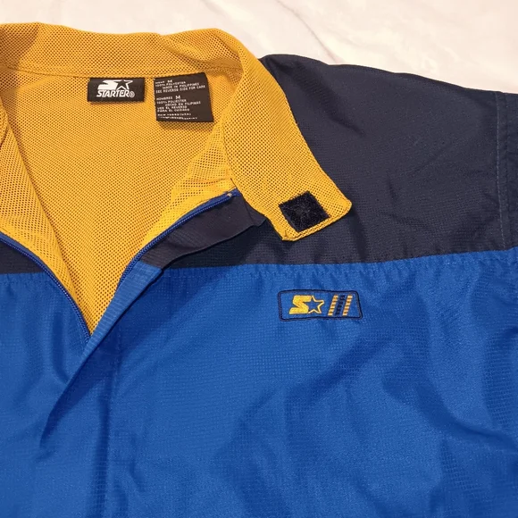 Starter Vented‎ Windbreaker Rain Jacket Mens Medium Blue Full Zip Polyester